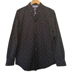 Ben Sherman Black Geometric Print Long Sleeve Button Down Shirt